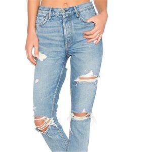 GRLFRND KAROLINA High Rise Distressed Blue Jeans